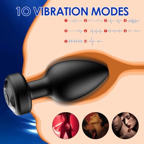 Anal Plug Sex Toys Vibrator – Silicone Butt Plugs Training Kit with Remote Control, 10 Vibration Modes, Prostate Massager for Adults – Black