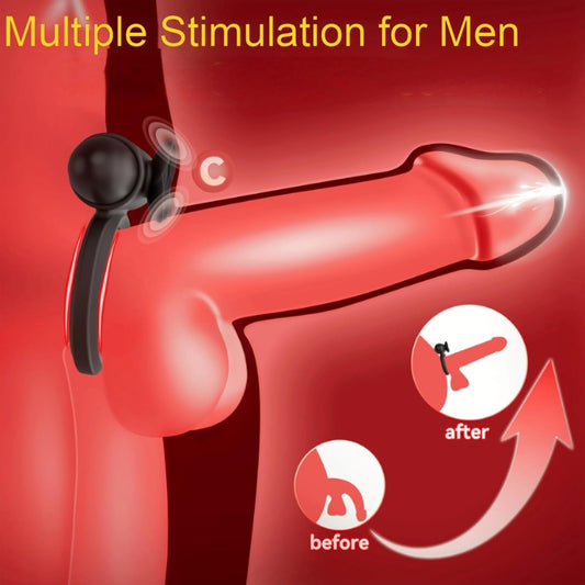 Vibrating Cock Ring with Bullet Vibrator for Men, Mikilnqilo Adult Sex Toys Penis Ring Vibrator for Penis Testicles Clitoris Stimulation, Rose Clitoral Stimulator for Couples Sex Toy, Black