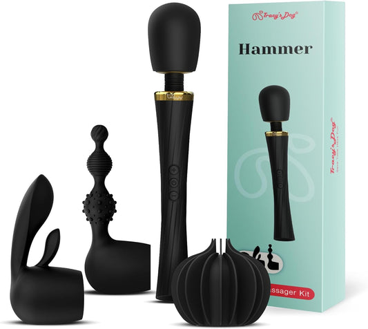 Tracy's Dog Vibrator Wand Kit for Couples - Cordless Vibrating Massager with 3 Silicone Attachments, Adult Sex Toys for Women & Partner with 5 Modes & 3 Speeds