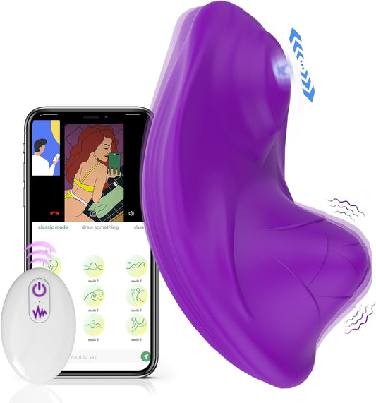 App Remote Control Vibrator, Wearable Panty Vibrators for Clitoral Nipple with 9 Vibrating Modes Waterproof Mini Adult Sex Toys for Women Pleasure (Purple)