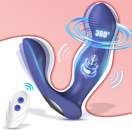 Anal Sex Toy Prostate Massager Vibrator with Remote Control, Adult Sex Toys and Games, Butterfly Vibrators for Perineum & Prostate Massage, Rotating & Vibrating Butt Dildo Anal Plug Male Prostate Toy