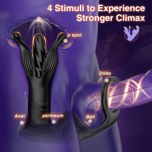 Prostate Massager Anal Toys, BEISAR Butt Plug Male Sex Toys for Men Sex Toy Anal Plug Adult Toys with 9 Tension Shock Flapping Thrusting Vibrating Cock Ring Anal Vibrator Dildo for Men Remote Control