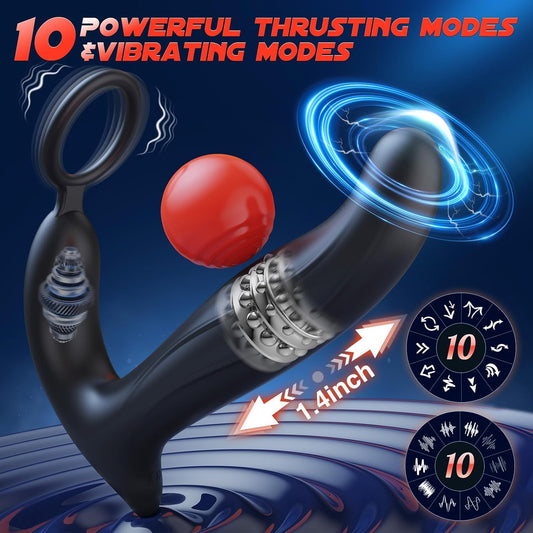 Wiggling Anal Plug Butt Plug Prostate Massager Male Sex Toys for Men Sex Toy Anal Vibrator Adult Toys Anal Dildo for Women Couples with 10 Wiggling Thrusting Paddles Whips Ticklers Crops