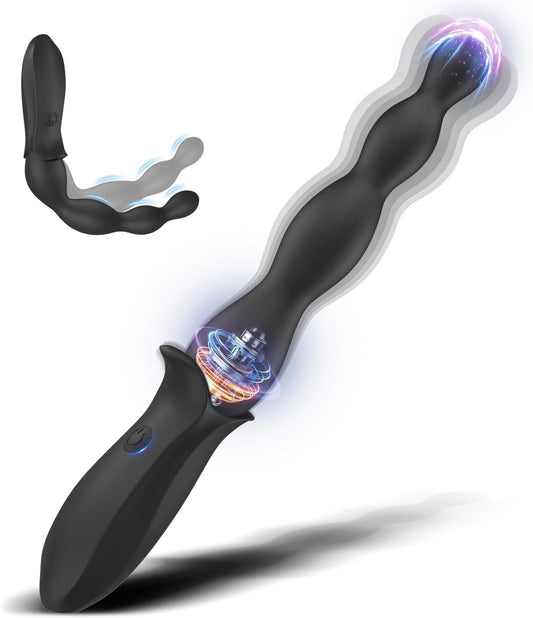 Vibrating Anal Beads Beginner-Friendly Butt Plug, Adult Sex Toy for Men Women Couples, Flexible Silicone Prostate Massger Anal Vibrator with 2 Motors 10 Vibrations, Anal Plug Anal Toy Anal Sex Toys
