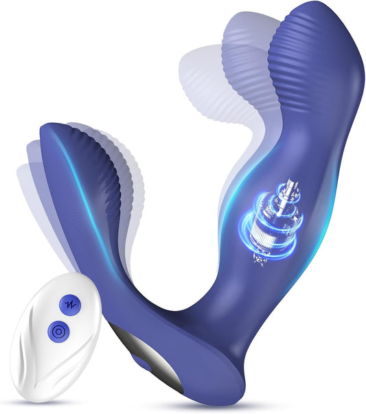 Anal Sex Toy Prostate Massager Vibrator with Remote Control, Adult Sex Toys and Games, Butterfly Vibrators for Perineum & Prostate Massage, Rotating & Vibrating Butt Dildo Anal Plug Male Prostate Toy