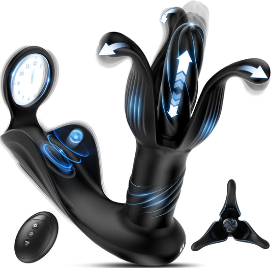 Prostate Massager Anal Toys, BEISAR Butt Plug Male Sex Toys for Men Sex Toy Anal Plug Adult Toys with 9 Tension Shock Flapping Thrusting Vibrating Cock Ring Anal Vibrator Dildo for Men Remote Control