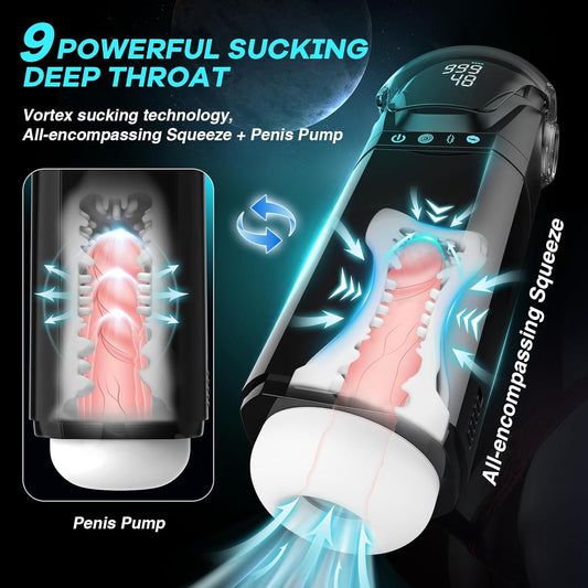 EORONE Male Masturbator Mens Sex Toys - Penis Pump Sex Toy for Men with 9 Sucking & 9 Thrusting & 9 Vibrating, APP Control Adult Toys Pocket Pussy 3D Male Stroker, Visual Screen Blowjob Sex Machine