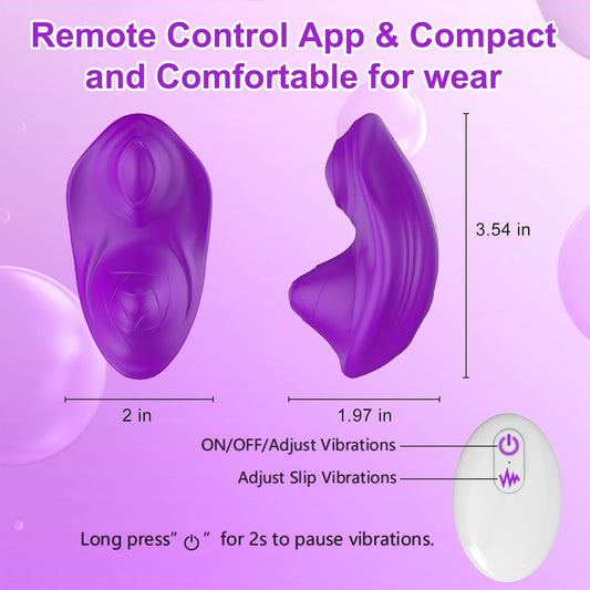 App Remote Control Vibrator, Wearable Panty Vibrators for Clitoral Nipple with 9 Vibrating Modes Waterproof Mini Adult Sex Toys for Women Pleasure (Purple)