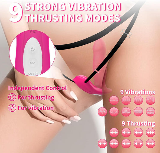 Wearable Panty Vibrator Sex Toy, APP Control G Spot Dildo Vibrators for Female, Clitoral Stimulator Adult Sex Toys with 9 Thrusting & Vibration Modes, Thong Vibrators for Women Men Couples