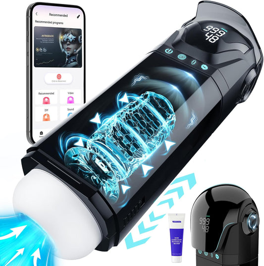 EORONE Male Masturbator Mens Sex Toys - Penis Pump Sex Toy for Men with 9 Sucking & 9 Thrusting & 9 Vibrating, APP Control Adult Toys Pocket Pussy 3D Male Stroker, Visual Screen Blowjob Sex Machine