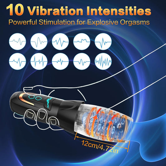 Automatic Male Masturbator Sex Toy with 10 Vibration, 8 Thrusting & Rotating Patterns, Male Sex Toys for Men, Penis Pump Male Stroker Adult Toy Penis Vibrator, Adult Toys for Men